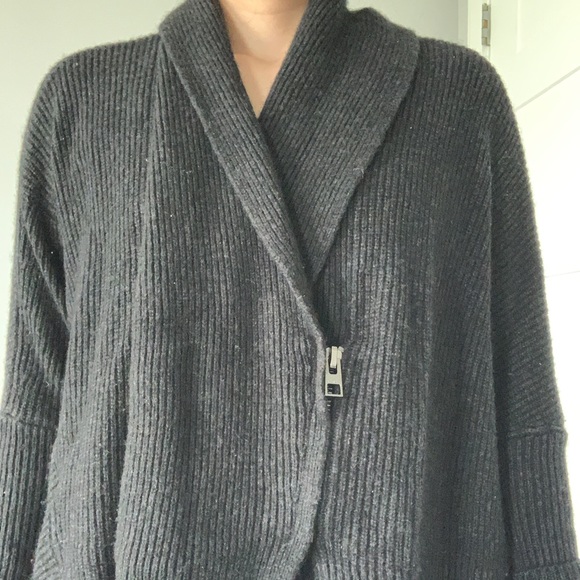 All Saints Knit Rib Oversized Assymmetrical Cardi - Picture 14 of 14